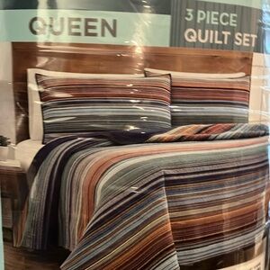 Striped Queen 3-Piece Quilt Set